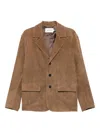 Frame Suede Three-button Jacket In Brown