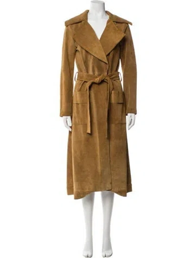Pre-owned Frame Suede Trench Coat In Brown