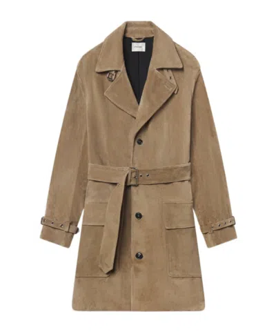 Frame Suede Trench Jacket In Brown