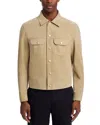 Frame Slim-fit Suede Trucker Jacket In Brown