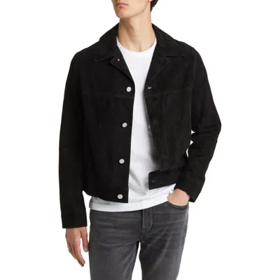 Frame Suede Trucker Jacket In Black