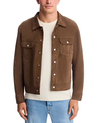 Frame Suede Trucker Jacket In Brown