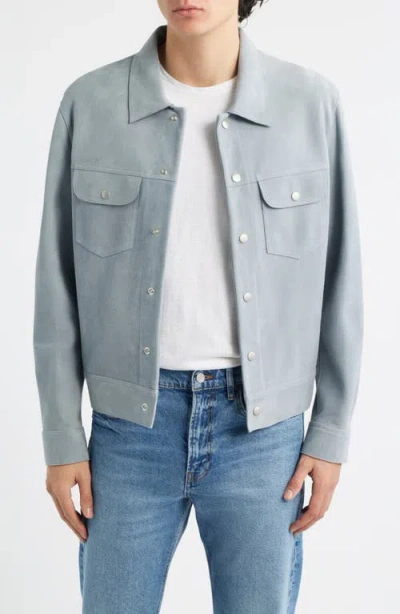 Frame Suede Trucker Jacket In Gray