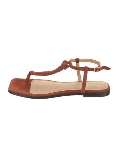 Pre-owned Frame Suede T-strap Sandals In Neutral