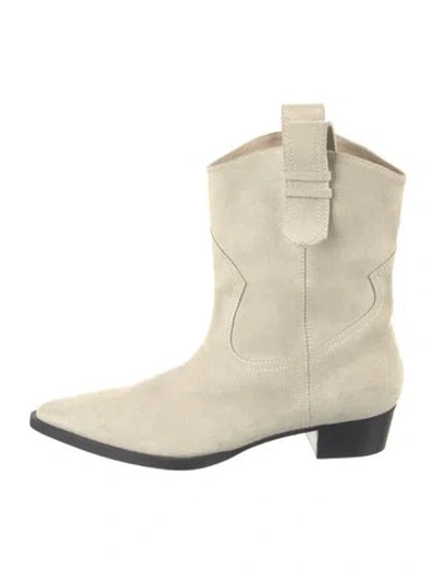Pre-owned Frame Suede Western Boots In White
