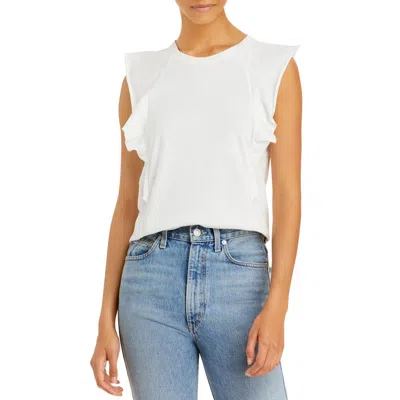 Frame Summer Womens Crew Neck Raw Hem Tank Top In White
