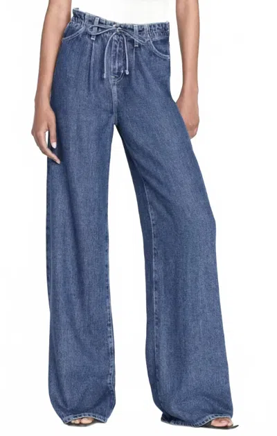 Frame Super Drape Drawstring Wide Leg In Denim In Blue