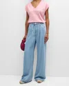 Frame Drawstring Wide Leg Jeans In Calabria