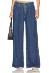 Frame Super Drape Drawstring Wide Leg Jeans In Ghost In Blue