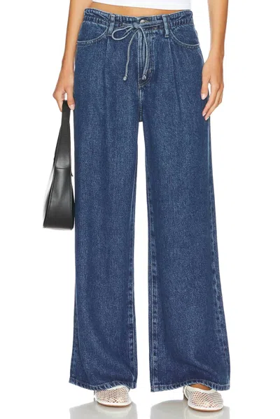Frame Super Drape Drawstring Wide Leg Jeans In Ghost In Blue