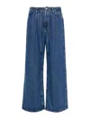 Frame Super Drape High Rise Drawstring Wide Leg Jeans In Ghost In Denim
