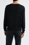 Frame Superfine Merino Wool & Cashmere Crewneck Sweater In Black