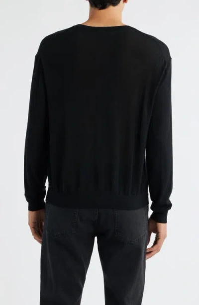 Frame Superfine Merino Wool & Cashmere Crewneck Sweater In Black