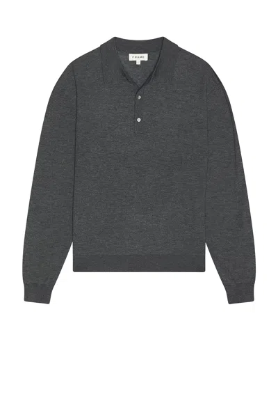 Frame Cashmere And Wool-blend Polo Shirt In Grey