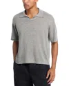 Frame Superfine Short Sleeve Polo Sweater In Gray