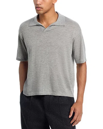Frame Superfine Short Sleeve Polo Sweater In Gray