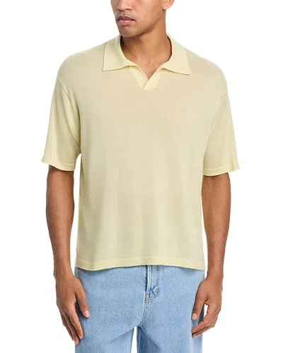Frame Superfine Short Sleeve Polo Sweater In Yellow