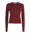 Frame Womens Syrah Red Long-sleeve Baby Tee Cotton-jersey T-shirt In Burgundy