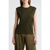 Frame Easy V-neck Tee In Olive Khaki In Military