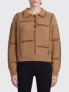 Frame Wool Blend Oversize Sweater Ribbed Cuffs Hem In Brown