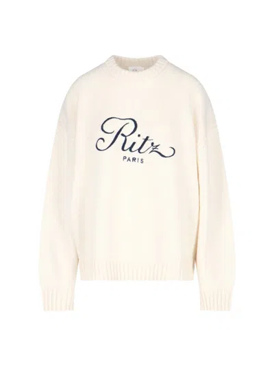 Frame Ribbed Crewneck Top Long Sleeves In Neutral