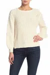 Frame Cotton Chunky Knit Swing Crew Neck Sweater In White In White