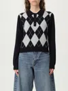 Frame Cropped Diamond Print Wool Blend Polo In Black
