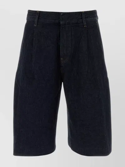 FRAME TAILORED DENIM BERMUDA SHORTS FEATURING PLEATS