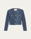 Frame Womens Indigo Boxy-fit Round-neck Cotton-tweed Jacket Xl In Blue