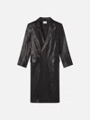 Frame Tailored Leather Coat In Black