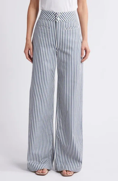 Frame Tailored Wide Leg Pants In Blue