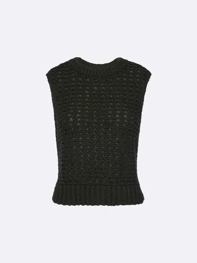 Frame Tape Yarn Sweater Vest Military Cotton