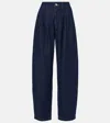 Frame The Trapunto Topstitched High-rise Wide-leg Organic Jeans In Blue