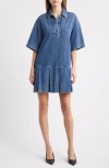 Frame Tennis Cotton Blend Denim Minidress In Blue