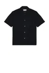 Frame Duo Fold Relaxed Short Sleeve Button-up Shirt In Black