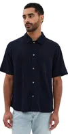 Frame Terry Short Sleeve Shirt Dark Navy In Dark Navy