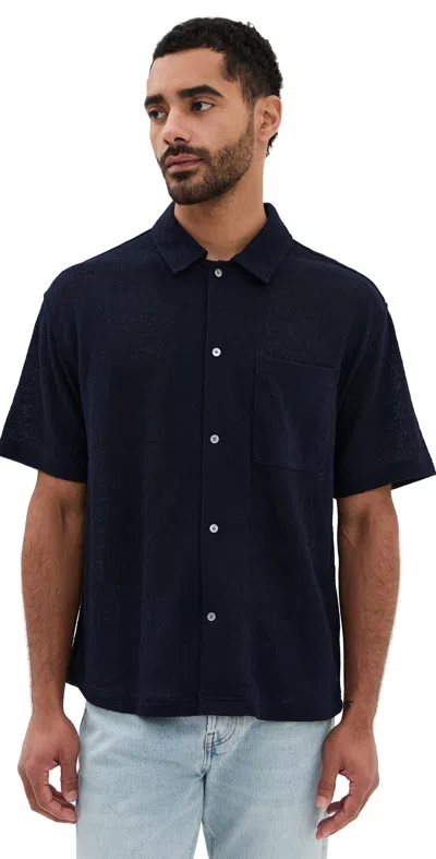 Frame Terry Short Sleeve Shirt Dark Navy