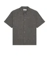 Frame Textured Short Sleeve Button-up Shirt In Black Multi