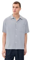 Frame Textured Button Down Shirt Blue Grey In Blue