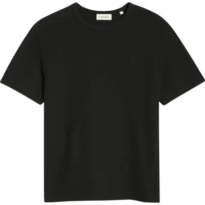 Frame Textured Cotton Jacquard T-shirt In Black