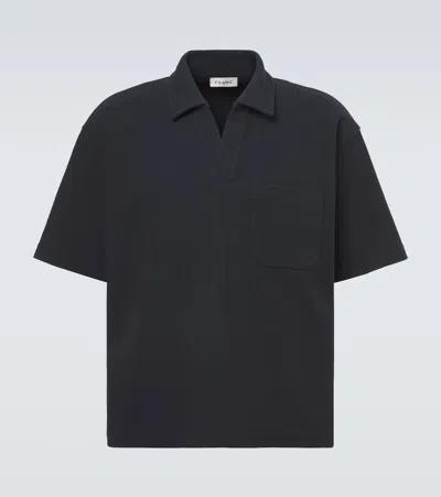 Frame Textured Cotton-blend Polo Shirt In Blue