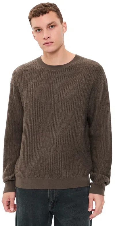 Frame Textured Crew Neck Wool Sweater Soft Taupe In Brown