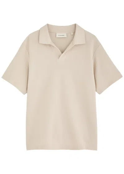 Frame Textured-knit Cotton Polo Shirt In Beige