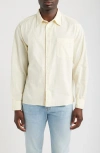 Frame Textured Long Sleeve Cotton Button-up Shirt In White