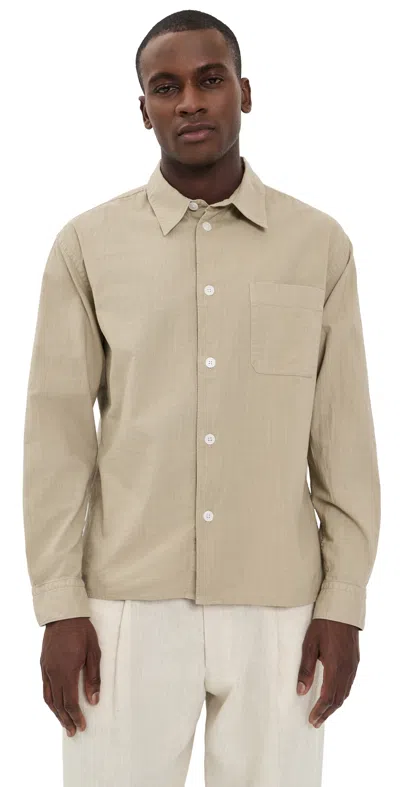 Frame Textured Long Sleeve Shirt Dusty Beige In Brown