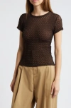 Frame Textured Mesh T-shirt In Chocolate Brown