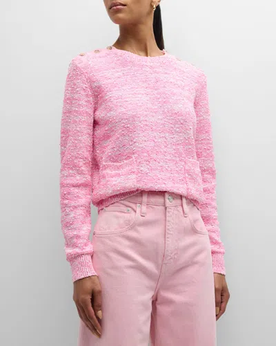 Frame Textured Patch Pocket Sweater In Pink