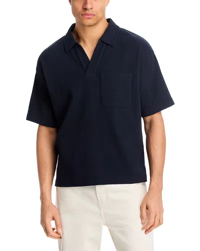 Frame Textured Polo Shirt In Blue