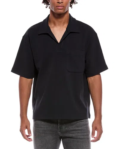 Frame Textured Polo Shirt In Black