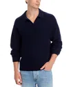 Frame Textured Polo Sweater In Blue